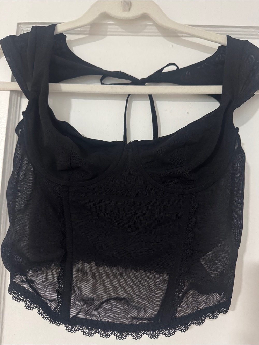 Garage Black Sheer Lace Bustier Tank